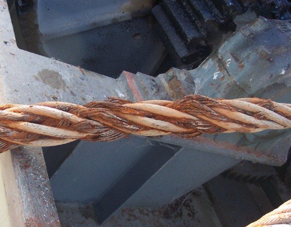 This corrosion of the steel cables used to lift the spillway gates at Clyde required that the cables be replaced.