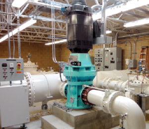 This is an energy recover hydropower unit installed in a water treatment plant. (photo courtesy Canyon Hydro)