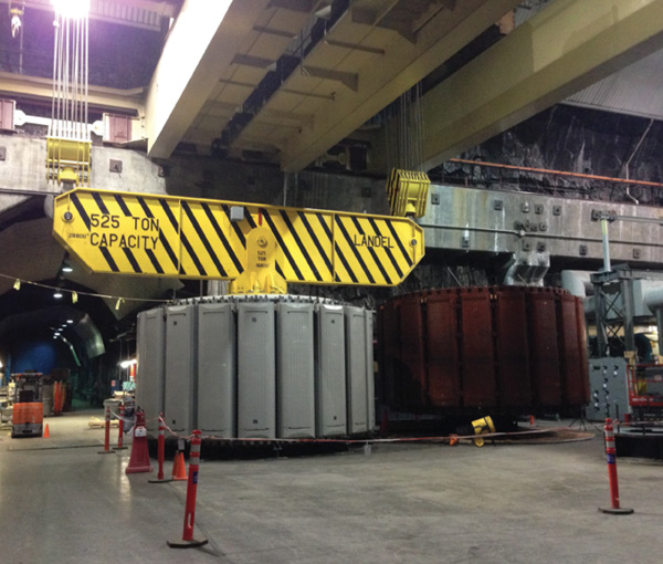 The new rotor installed at Helms sits next to an old one that was removed from the same unit.