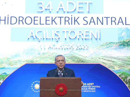 Turkish president inaugurates 34 hydroelectric power plants